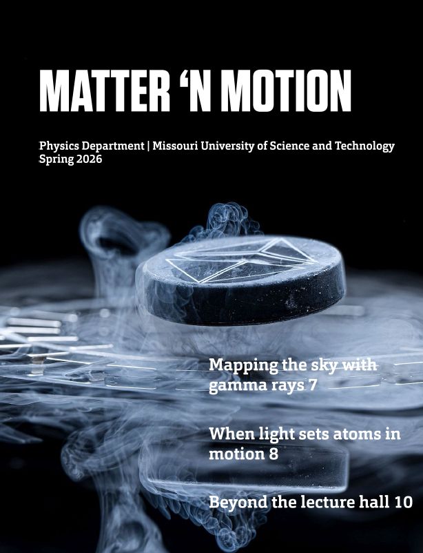 Cover page of the 2026 physics department newsletter Matter 'n Motion